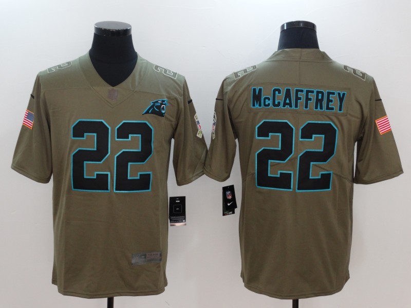 Men Carolina Panthers #22 Mccaffrey Nike Olive Salute To Service Limited NFL Jerseys->san francisco 49ers->NFL Jersey